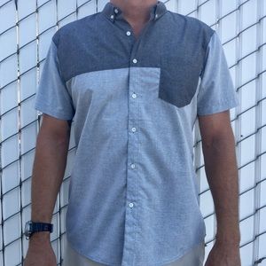 Molokai Gray and Charcoal sleeve button down shirt